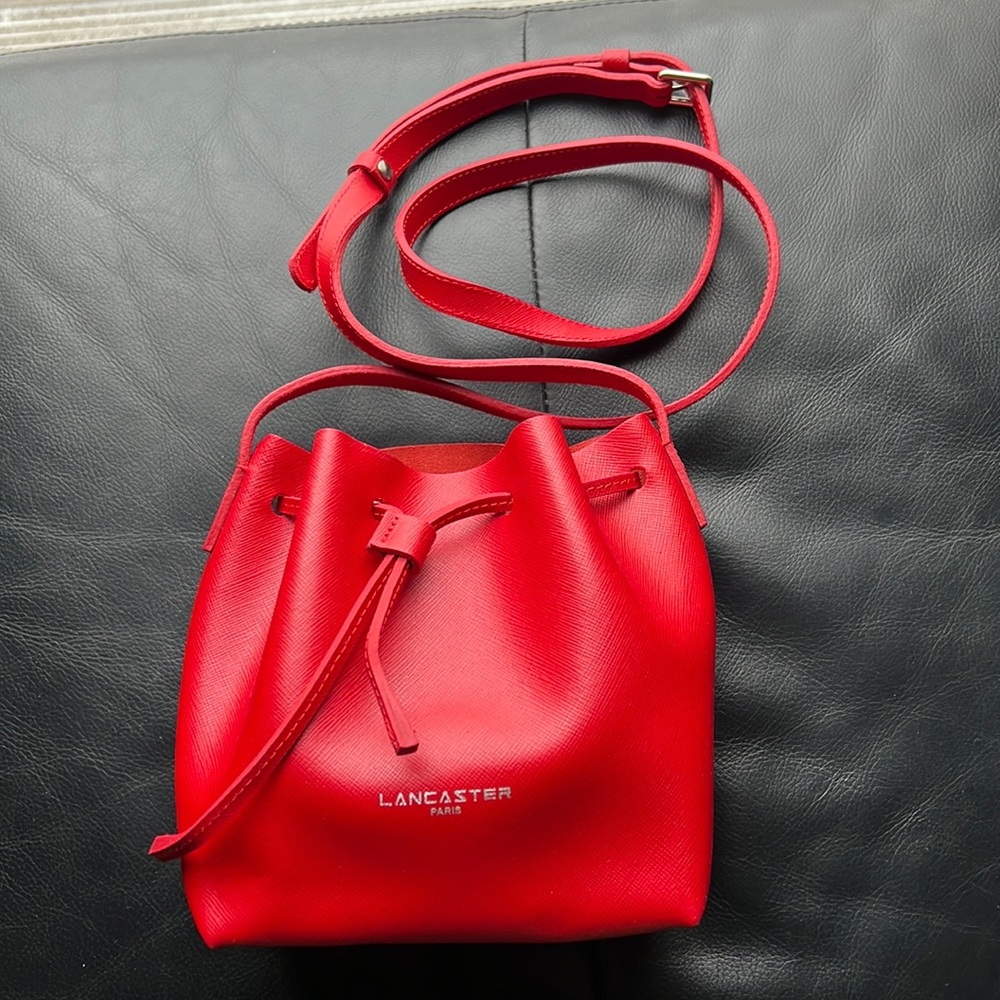 Lancaster red leather bucket bag